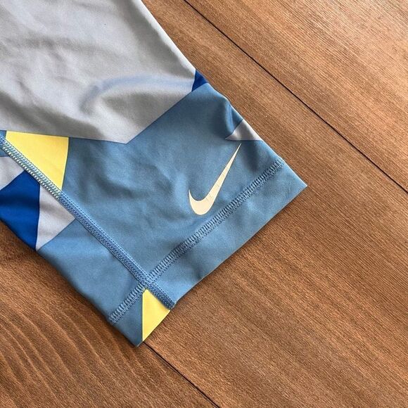 Nike Pro Blue Pattern Athletic Cropped Leggings Women S Bin D-8 - Picture 4 of 5